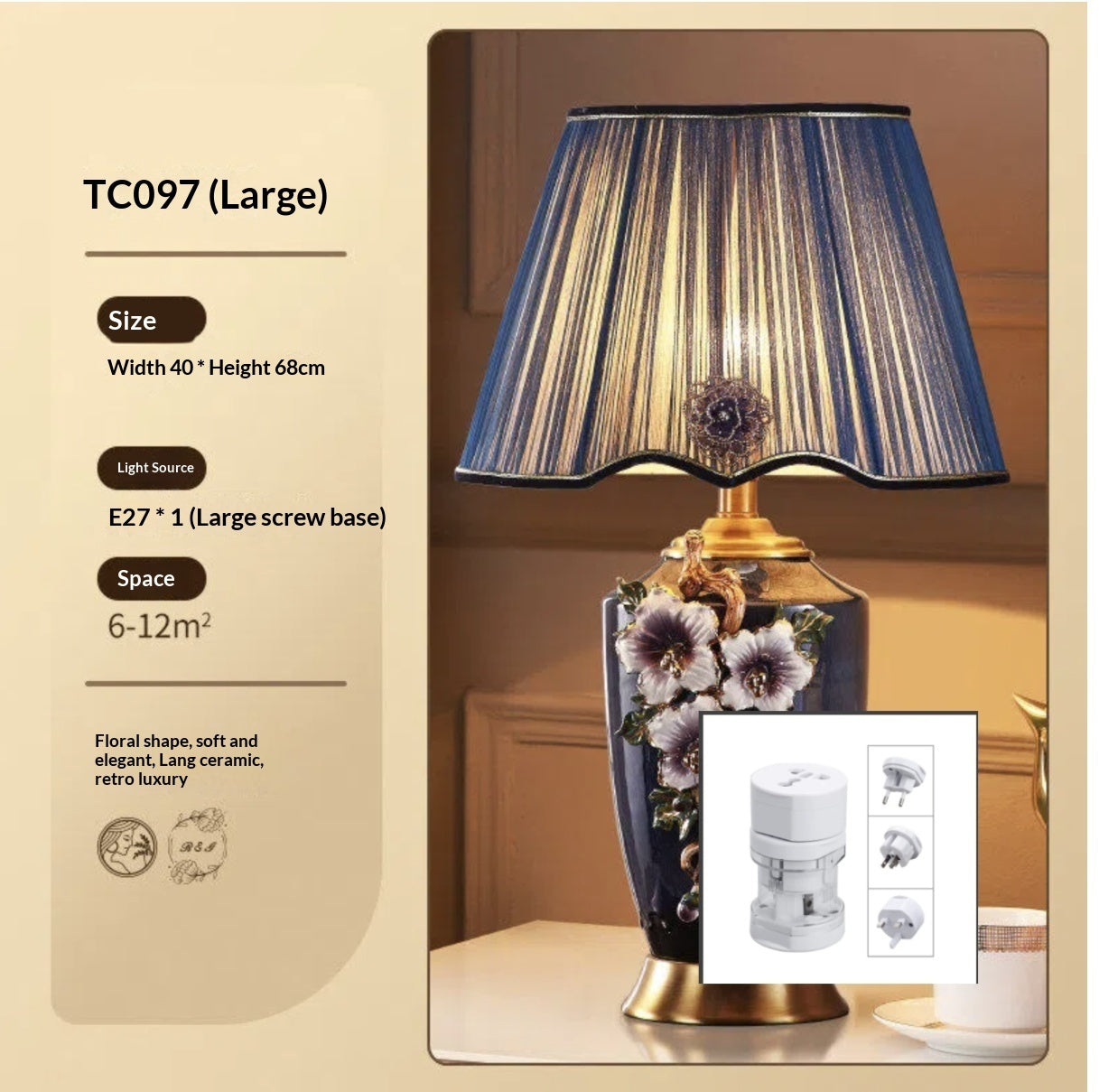 Luxury New Chinese-Style Ceramic Enamel-Glazed Brass American-Style High-End Table Lamp