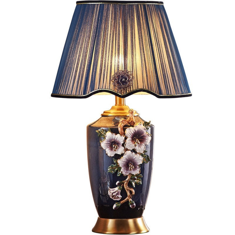 Luxury New Chinese-Style Ceramic Enamel-Glazed Brass American-Style High-End Table Lamp