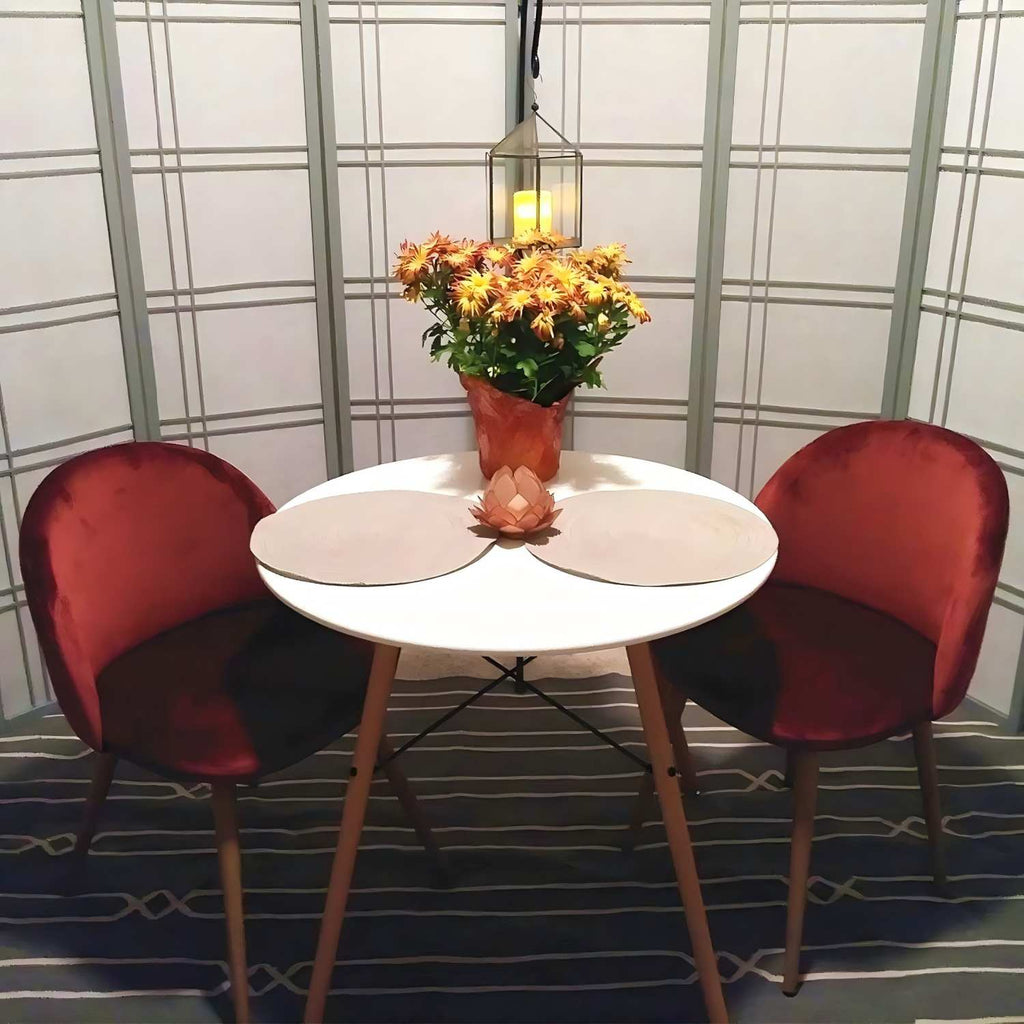 PESARO Velvet Luxury Dining Chairs Set Of 2 Modern Velvet With Wood Legs