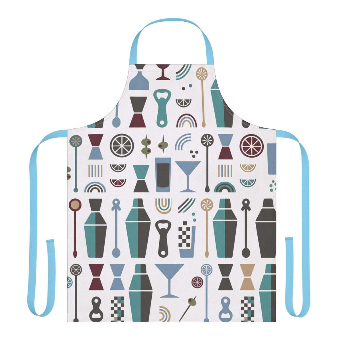 Barware Pattern Apron – Retro Cocktail Shaker & Kitchen Apron Printify