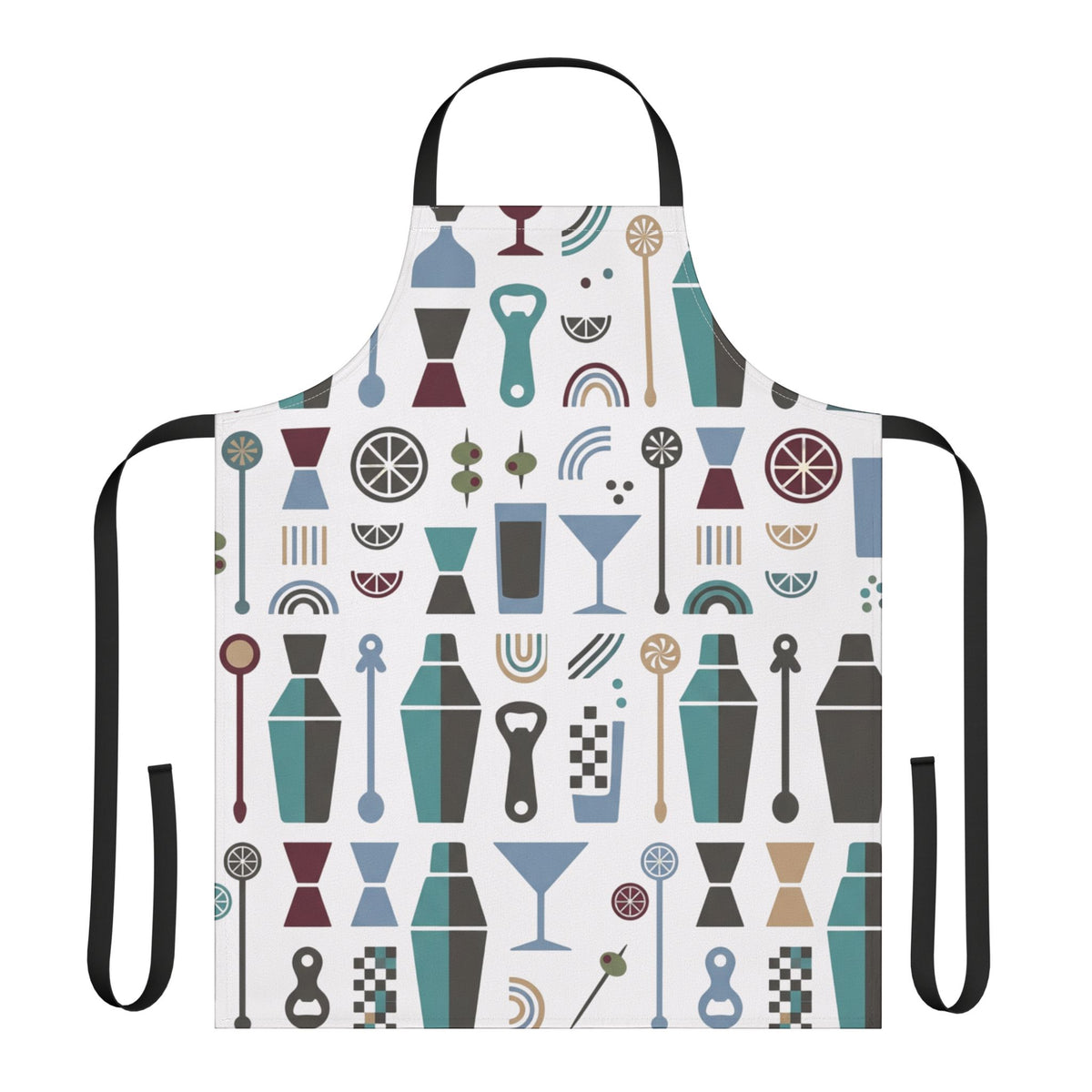 Barware Pattern Apron – Retro Cocktail Shaker & Kitchen Apron Printify