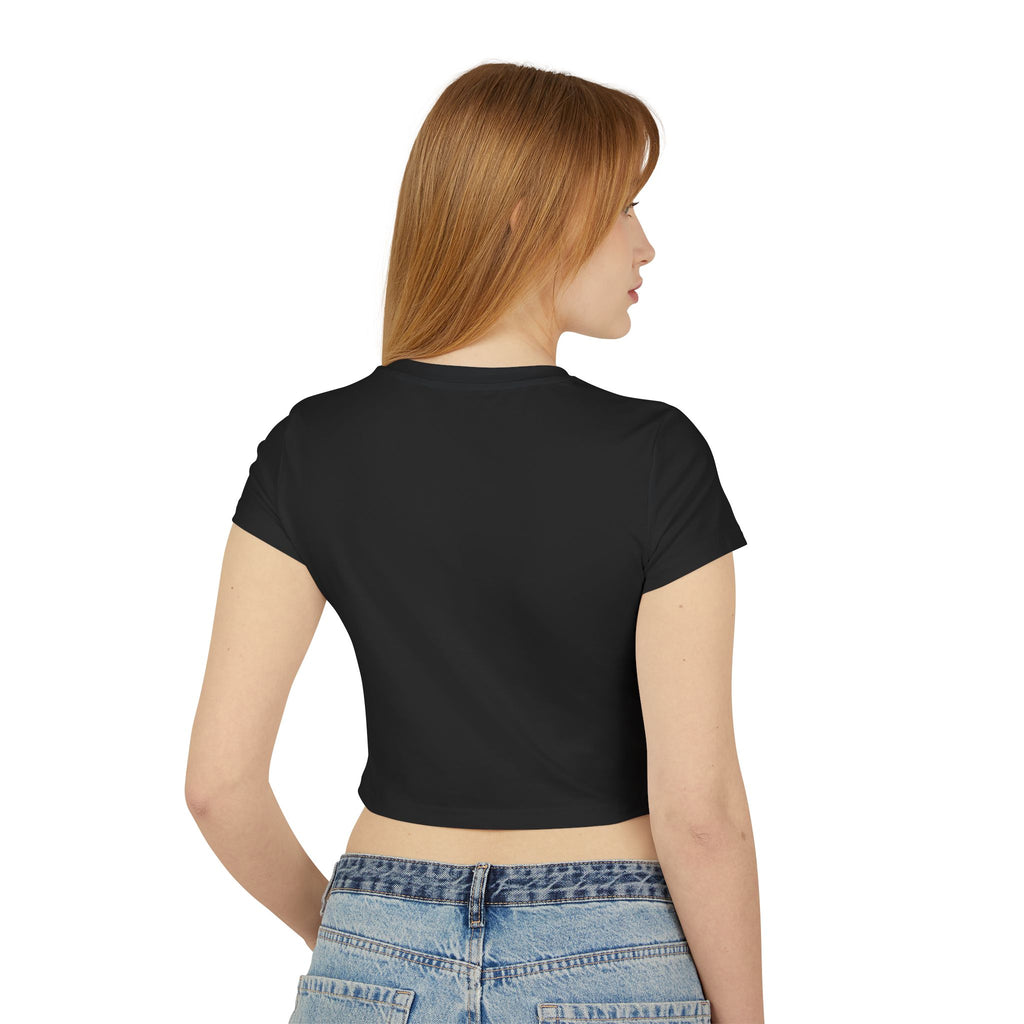 Women's Organic Crop Tee — Minimal Sunburst Chest Logo Printify