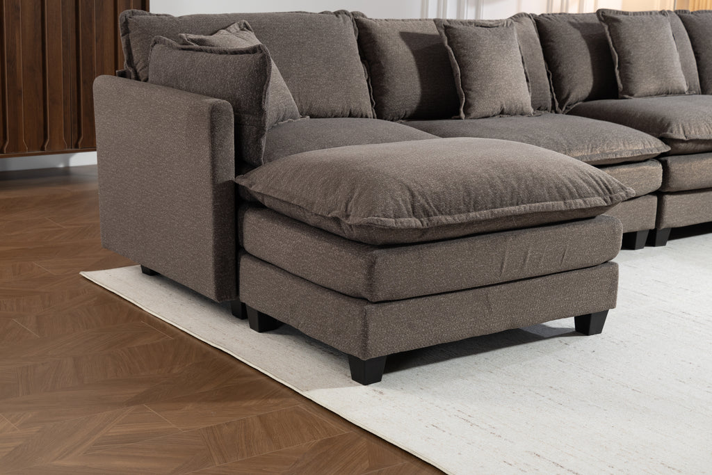 Modern 4seats With 2ottoman 149.61 Sectional Sofa With Waist Pillows,4 Seat Upholstered Symmetrical Sofa Furniture,Sleeper Sofa Couch With Chaise Lounge For Living Room,Apartment,3Color