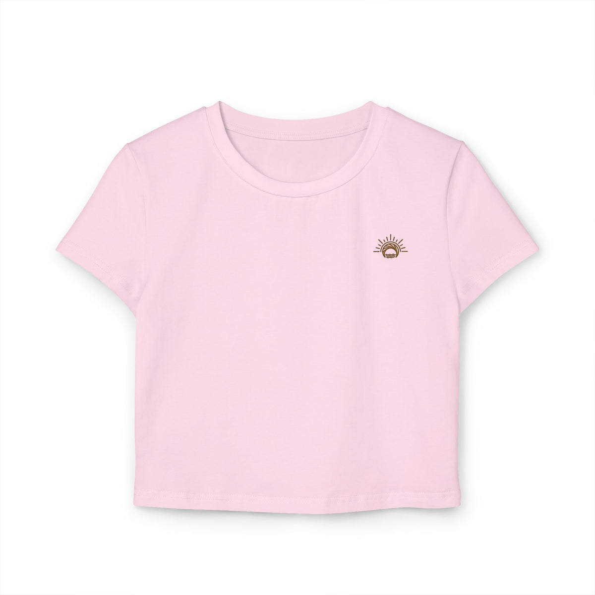 Women's Organic Crop Tee — Minimal Sunburst Chest Logo Printify