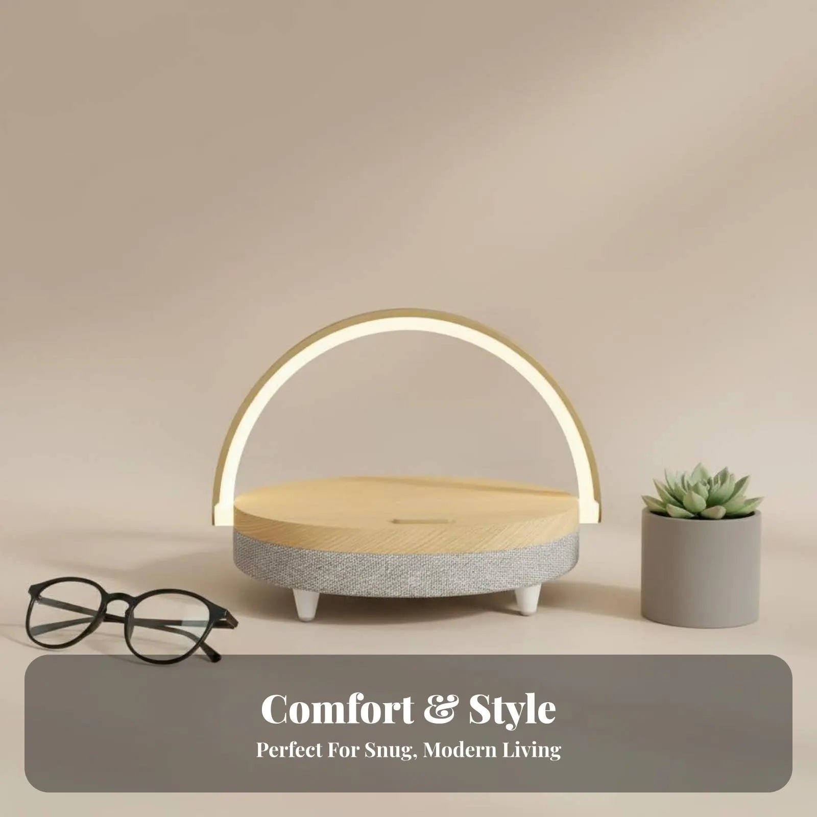 Nordic Minimalist Bedside Lamp with Charging, Night Light Speaker Table Lamp for Bedroom Ambience, Adjustable Brightness