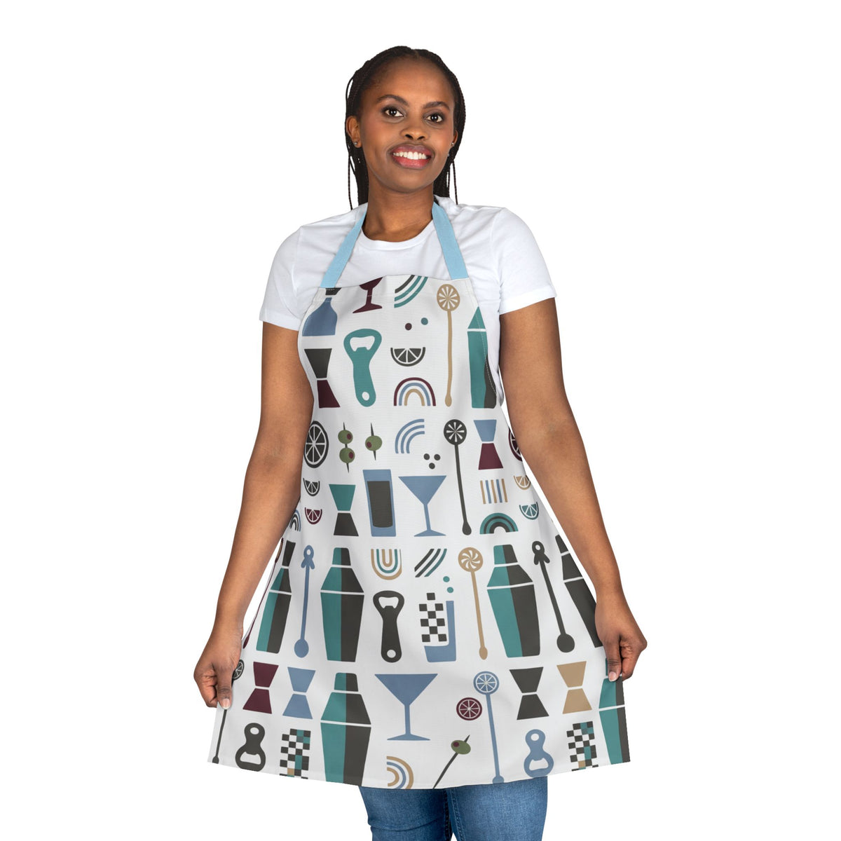 Barware Pattern Apron – Retro Cocktail Shaker & Kitchen Apron Printify