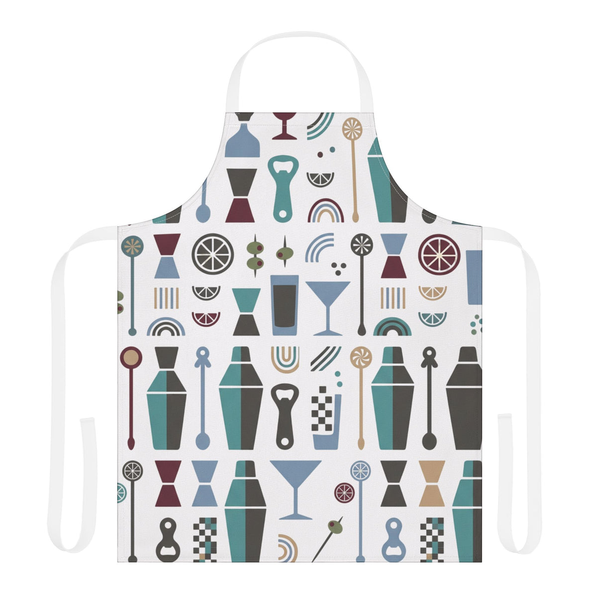 Barware Pattern Apron – Retro Cocktail Shaker & Kitchen Apron Printify