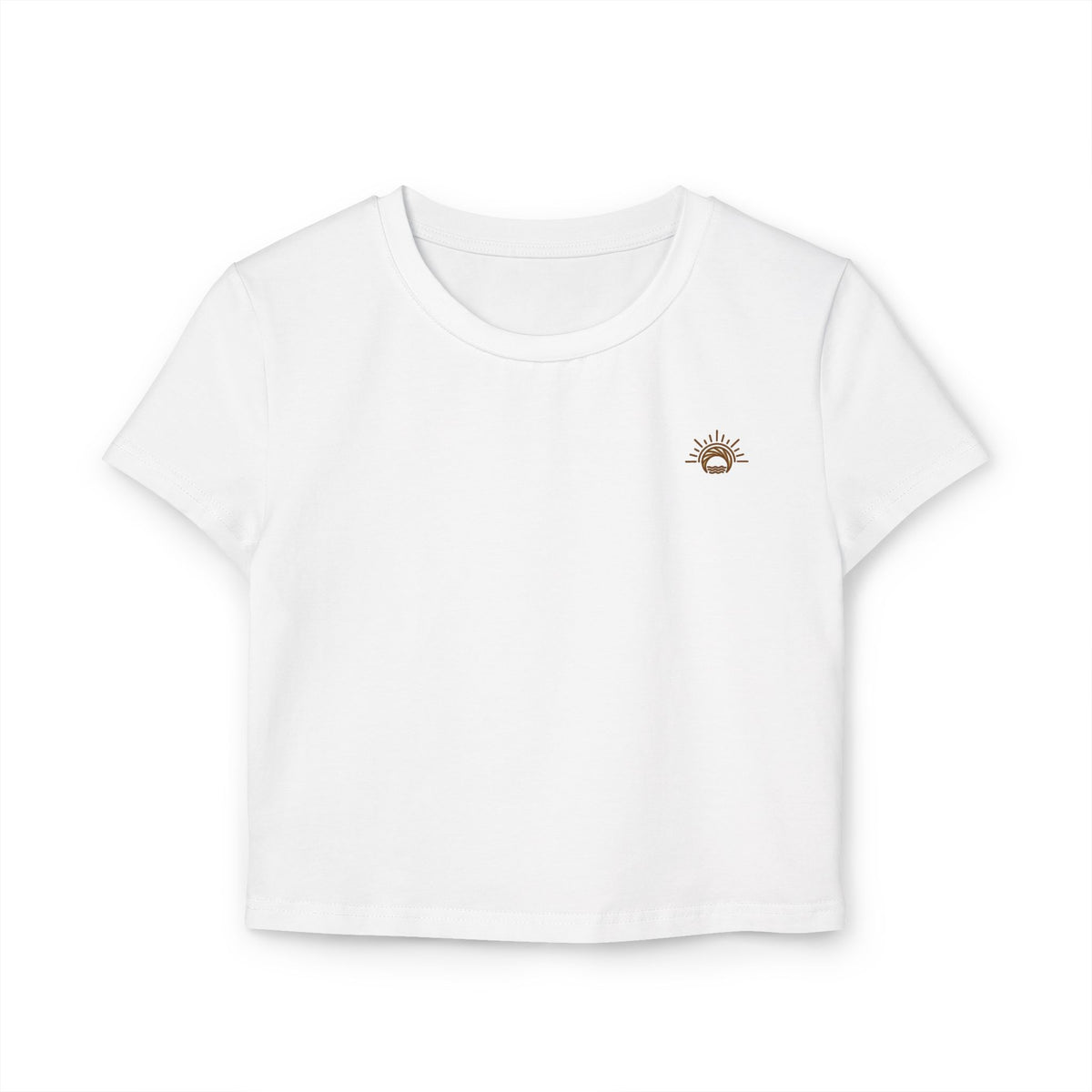 Women's Organic Crop Tee — Minimal Sunburst Chest Logo Printify