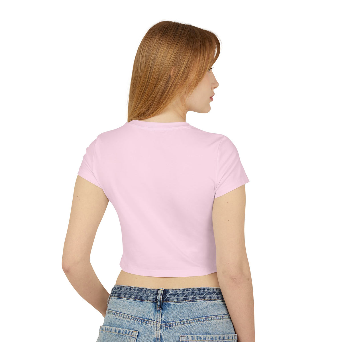 Women's Organic Crop Tee — Minimal Sunburst Chest Logo