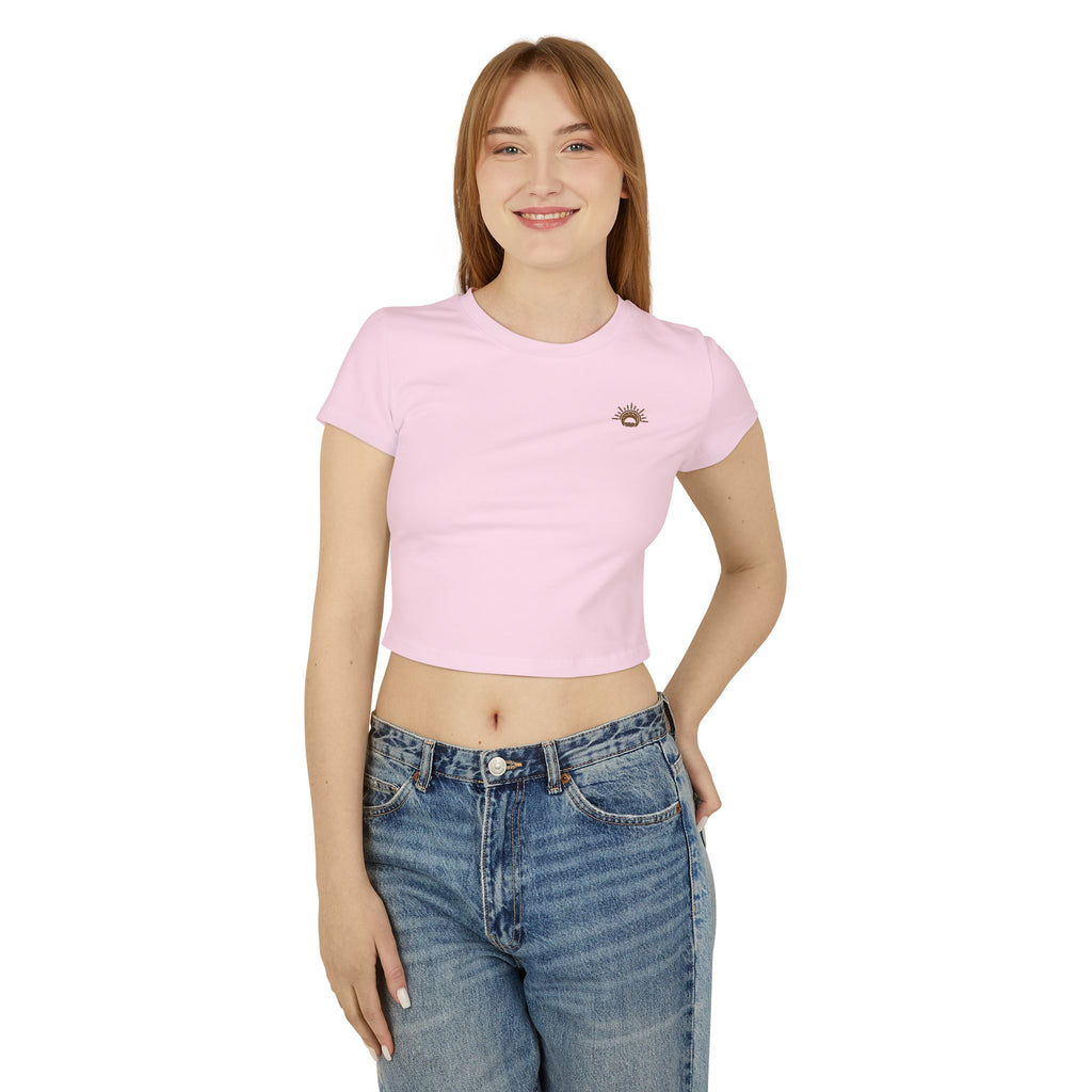 Women's Organic Crop Tee — Minimal Sunburst Chest Logo
