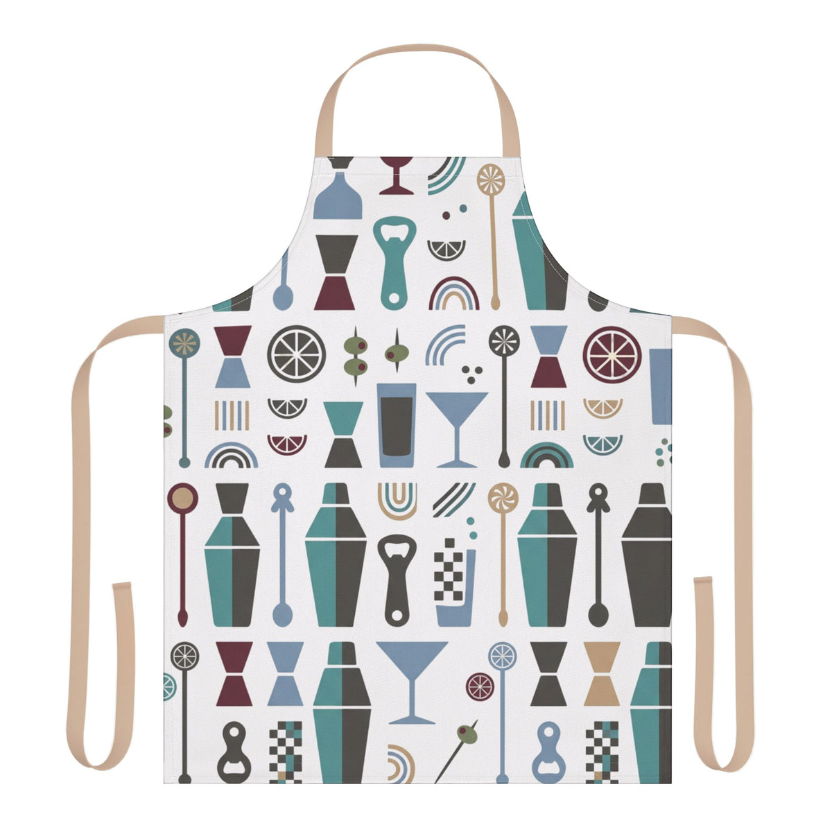 Barware Pattern Apron – Retro Cocktail Shaker & Kitchen Apron Printify
