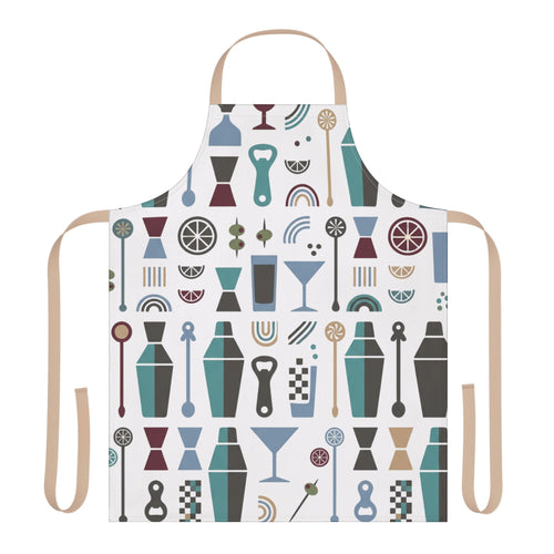 Barware Pattern Apron – Retro Cocktail Shaker & Kitchen Apron Printify