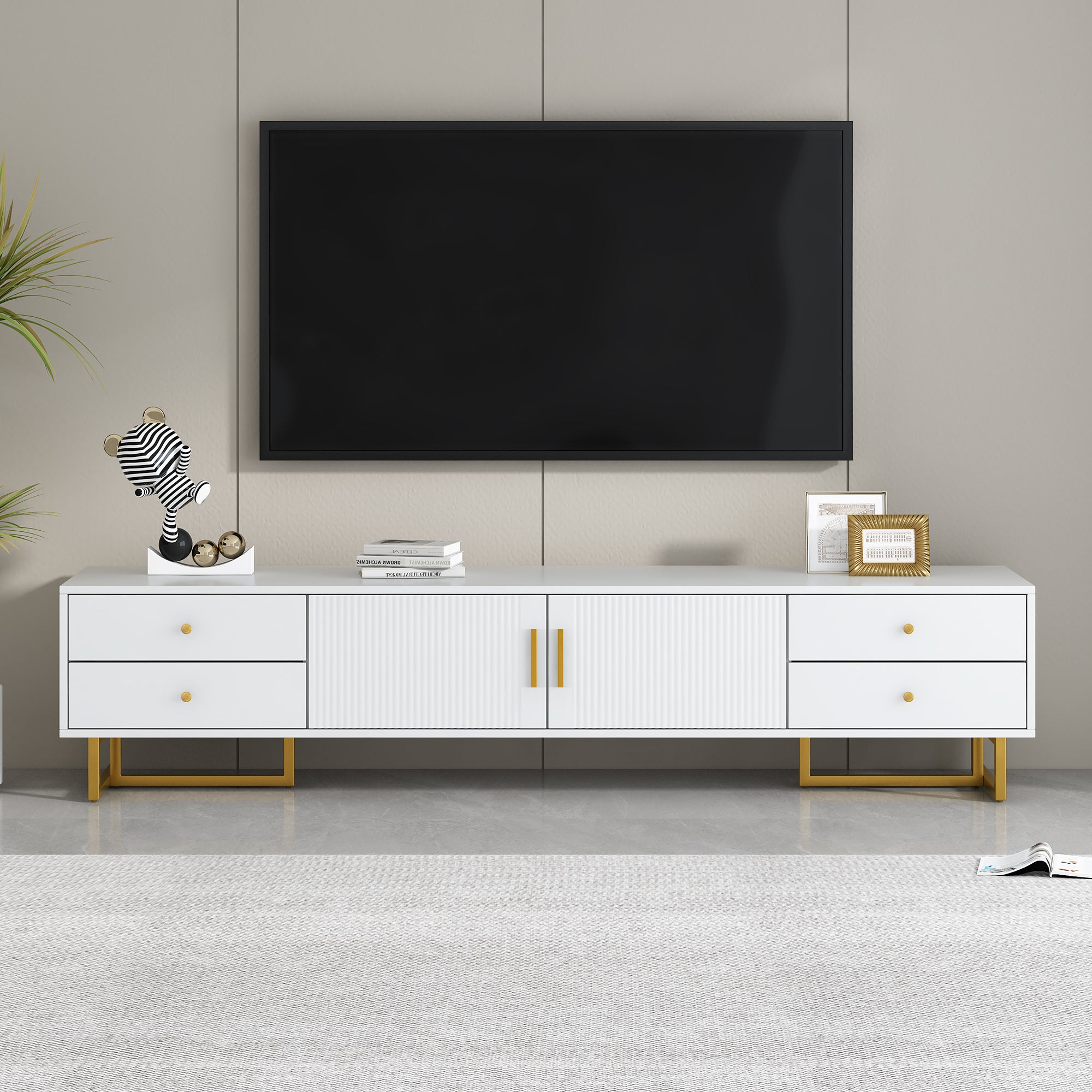 VIBE HAUS TV Stand For 65  Inch TV, Entertainment Center TV Media Console Table, Modern TV Stand With Storage, TV Console Cabinet Furniture For Living Room