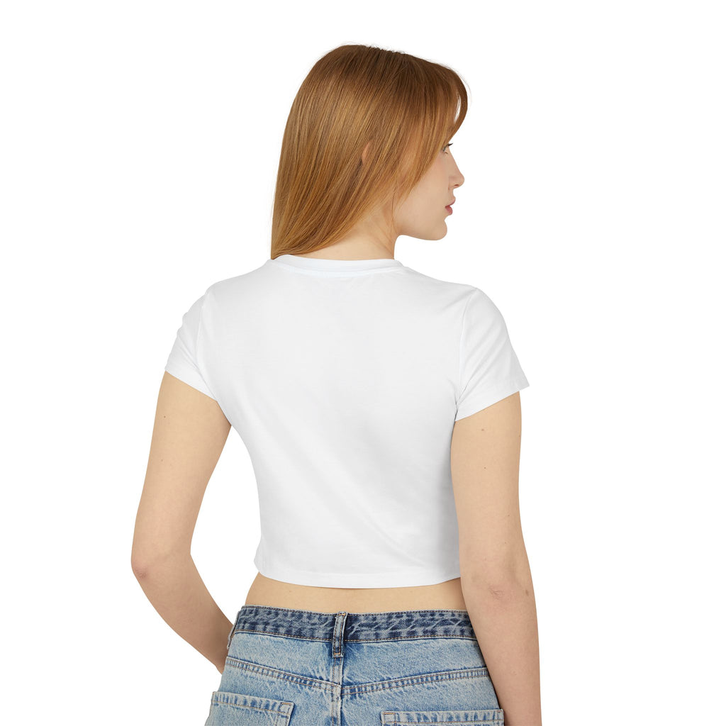 Women's Organic Crop Tee — Minimal Sunburst Chest Logo Printify