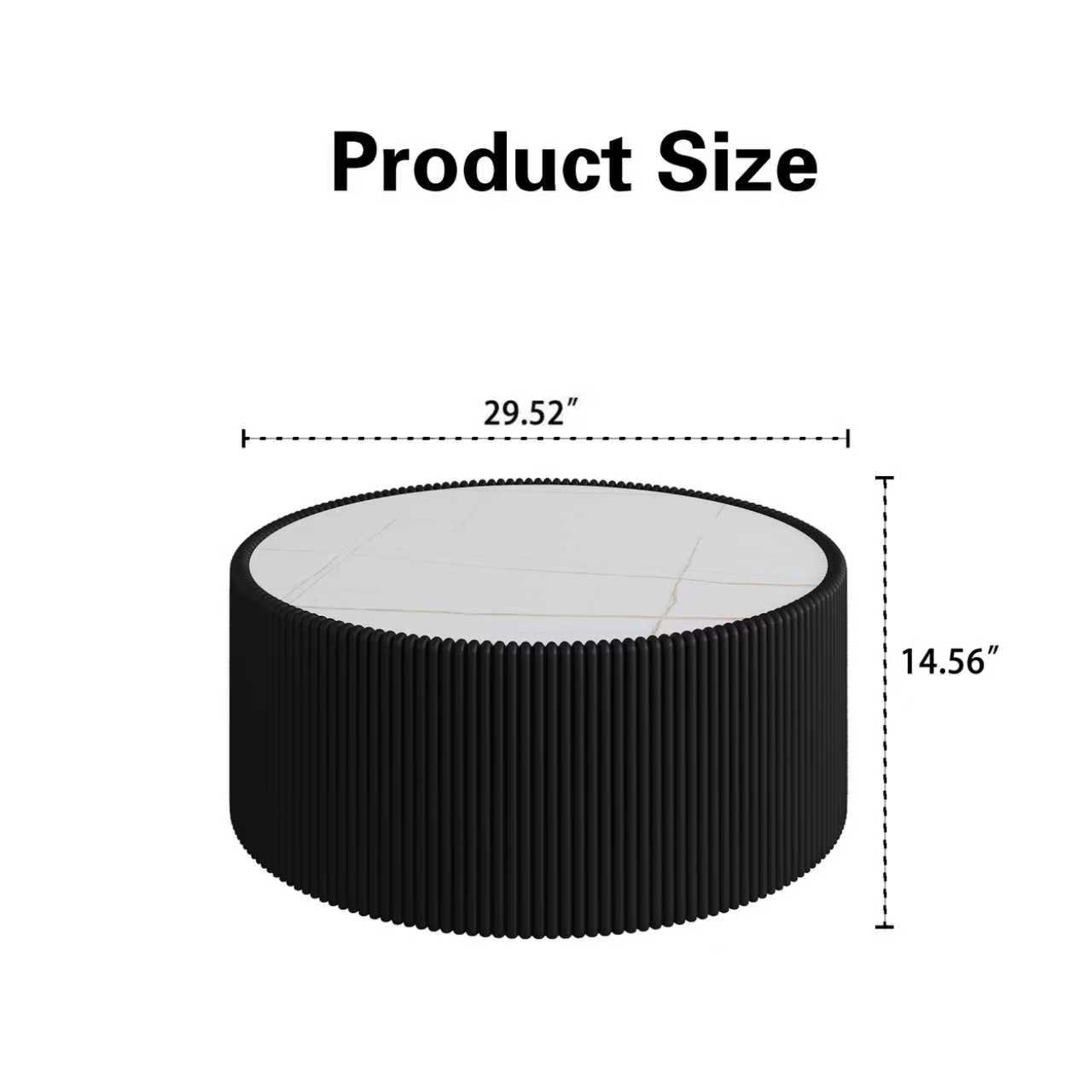 Light Sintered Stone Top Cylinder Shape Leather Coffee Modern Sofa Table For Living Room Furniture Each Tabletop Has A Unique Gold Pattern