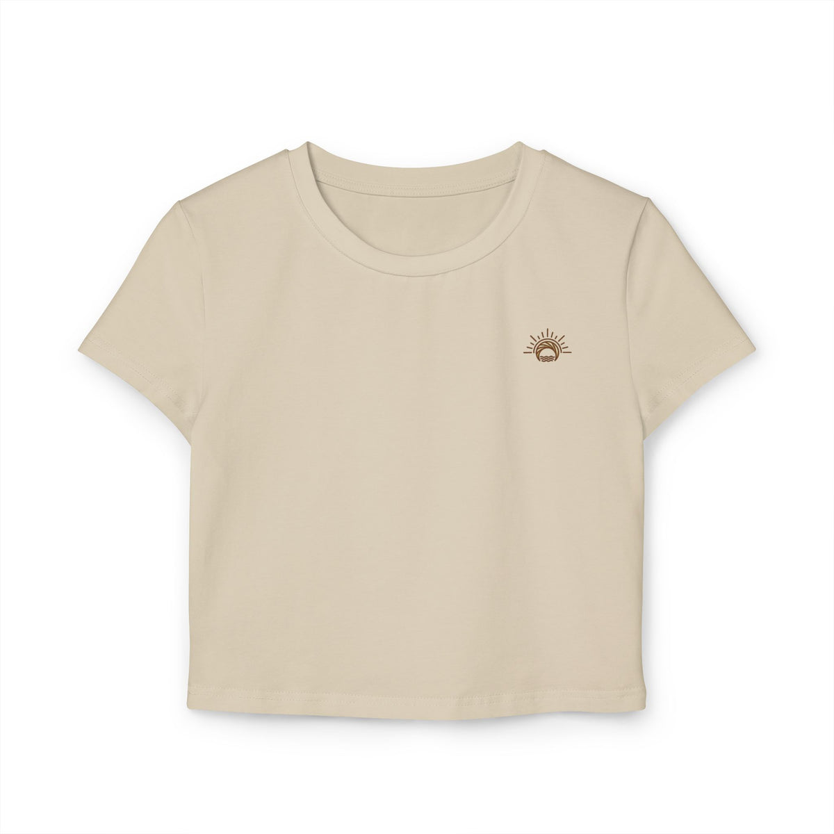 Women's Organic Crop Tee — Minimal Sunburst Chest Logo Printify