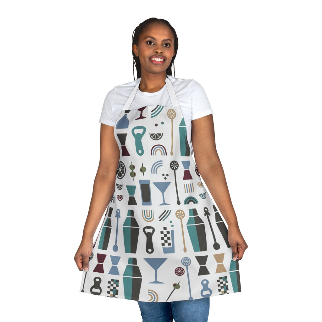 Barware Pattern Apron – Retro Cocktail Shaker & Kitchen Apron Printify