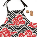 Red Swirl Cloud Pattern Apron — Japanese Wave Kitchen Apron Printify