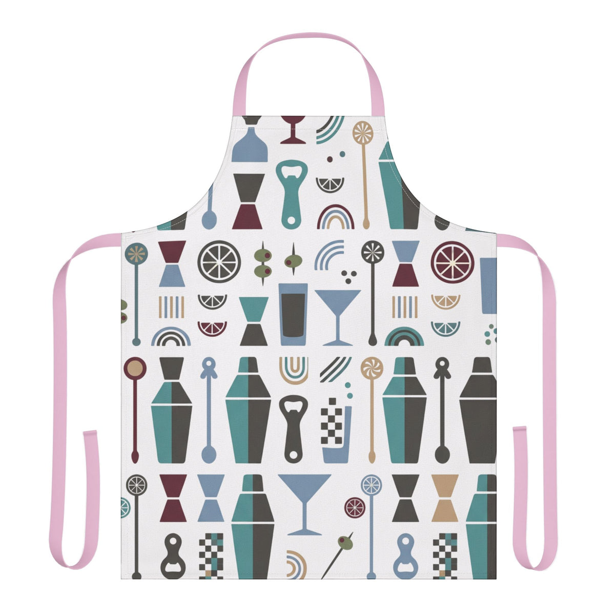 Barware Pattern Apron – Retro Cocktail Shaker & Kitchen Apron Printify