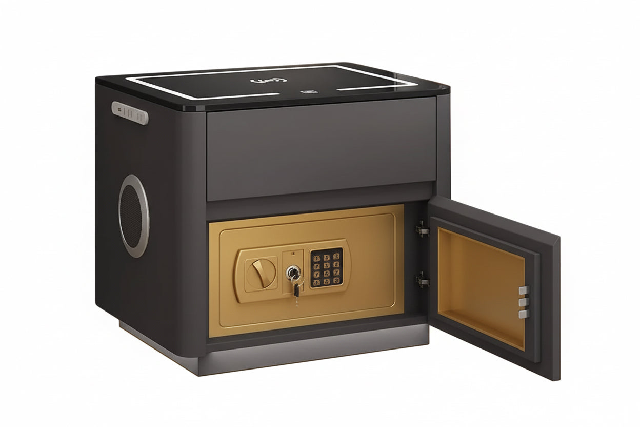 Home Bedroom Multi-functional Smart Safe Bedside Table Wireless Integrated Charging Safe