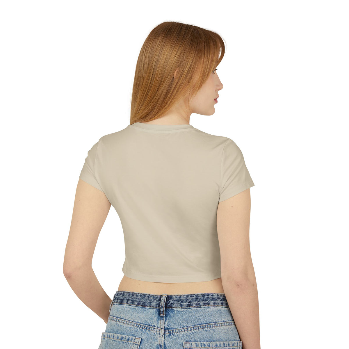 Women's Organic Crop Tee — Minimal Sunburst Chest Logo Printify