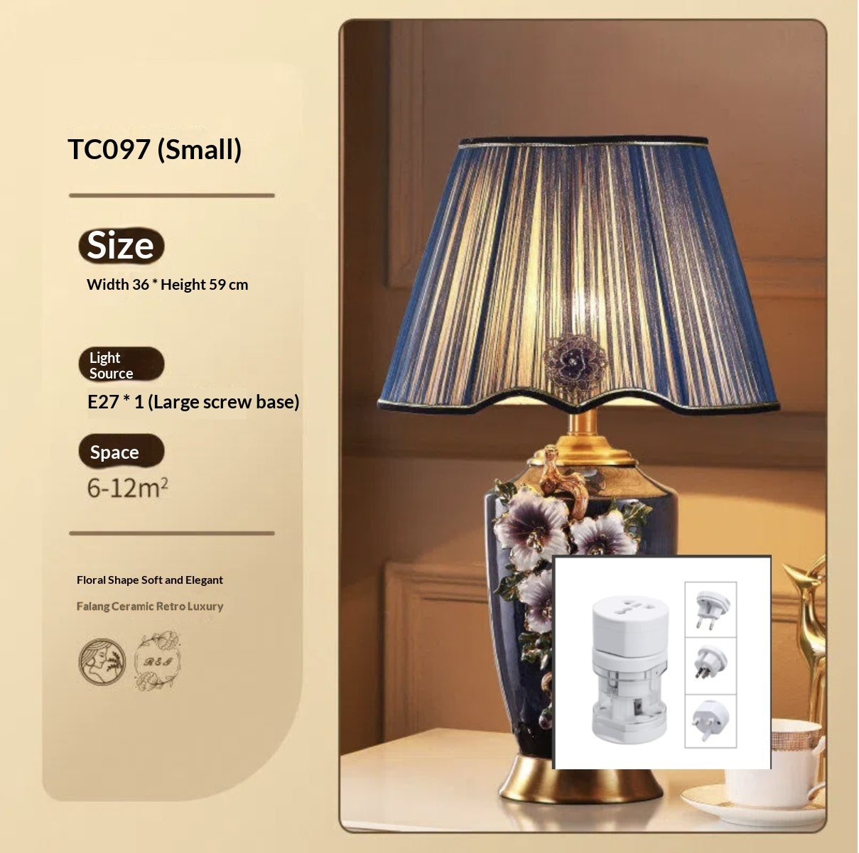 Luxury New Chinese-Style Ceramic Enamel-Glazed Brass American-Style High-End Table Lamp