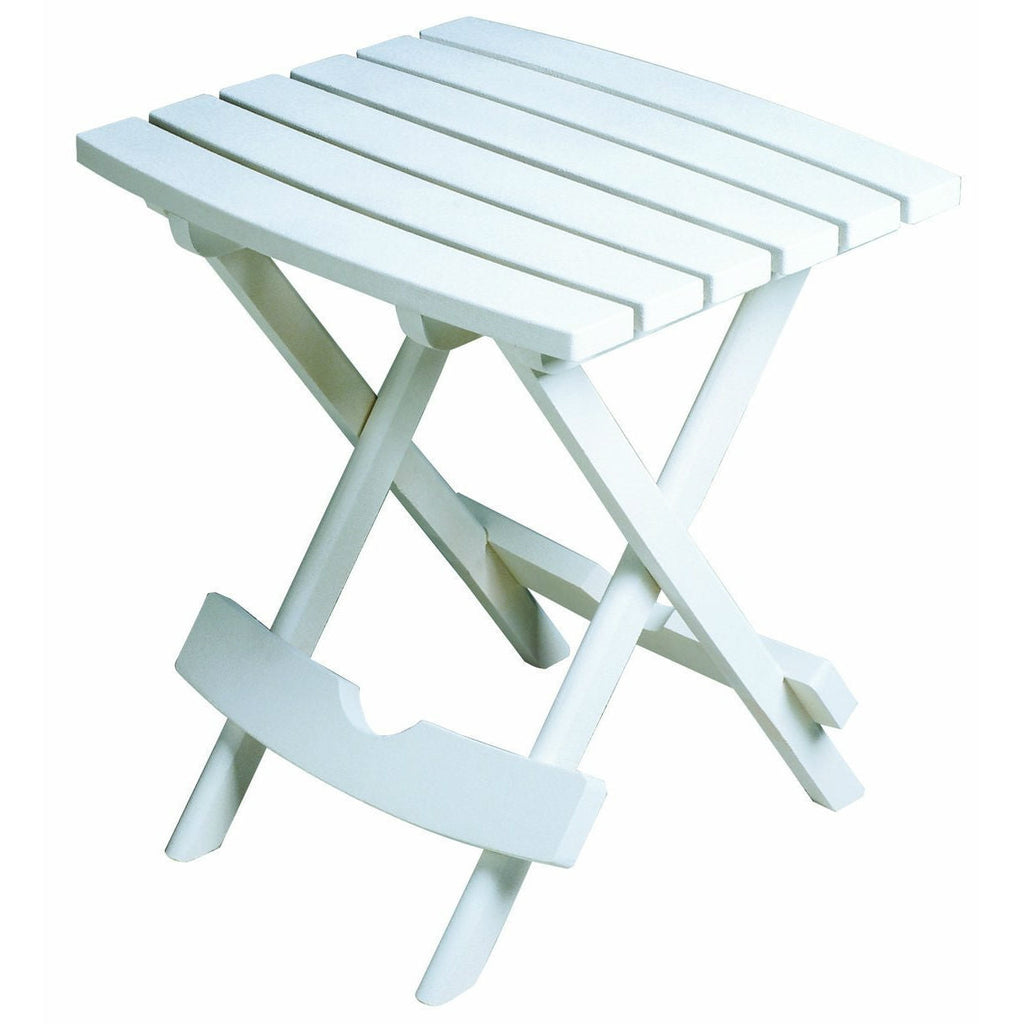 Outdoor Fast Folding Patio Side Table, White Weather Resistant Resin FastFurnishings