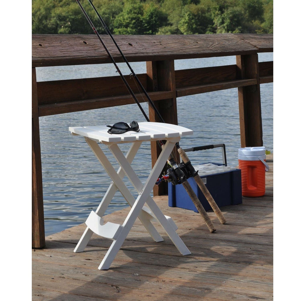 Outdoor Fast Folding Patio Side Table, White Weather Resistant Resin FastFurnishings