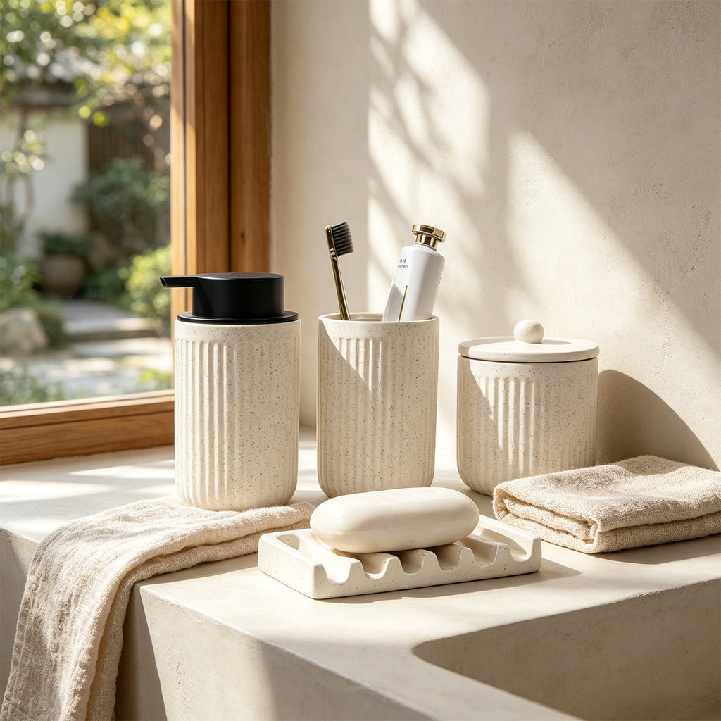 BosilunLife Pockmark Foaming Bathroom Set Recycled Eco-Clay BosilunLife