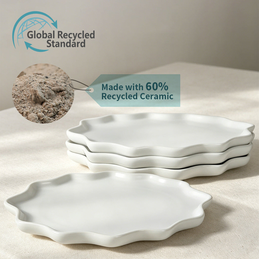 BosilunLife Bring Nature Inside Dinner Plate Recycled Eco-Clay 4-Pcs Set BosilunLife
