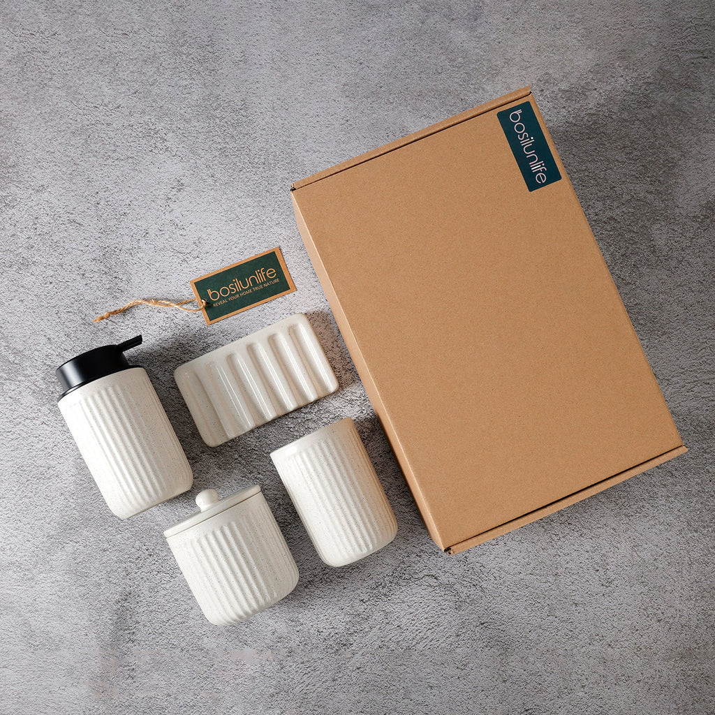 BosilunLife Pockmark Foaming Bathroom Set Recycled Eco-Clay BosilunLife