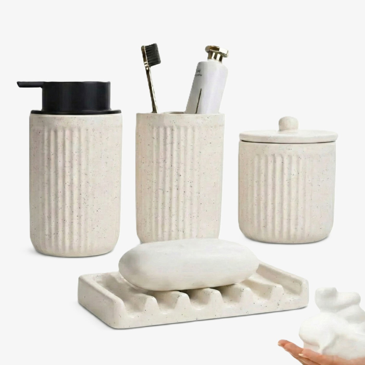 BosilunLife Pockmark Foaming Bathroom Set Recycled Eco-Clay BosilunLife