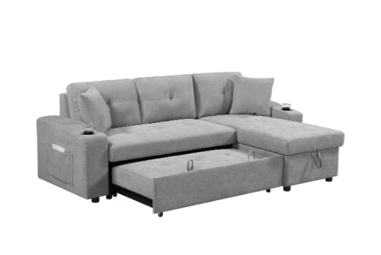 Convertible Sectional Sofa With Armrest Storage