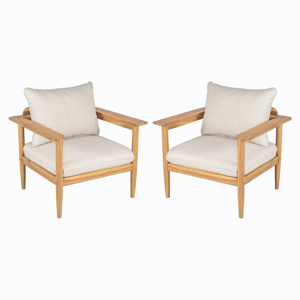Terassi Outdoor Acacia Wood Lounge Chair  Set Of 2