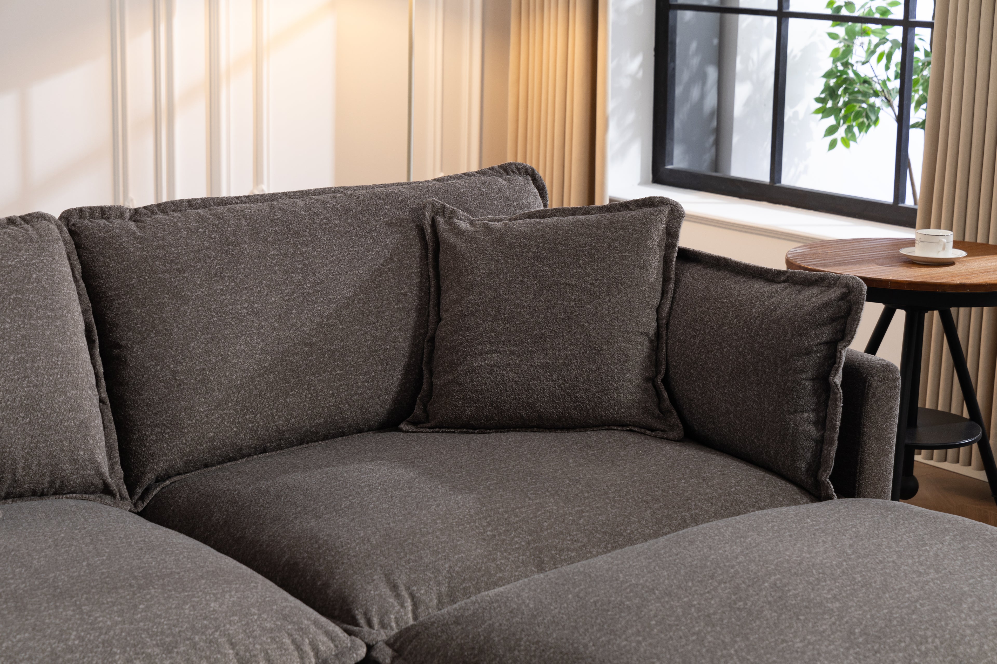 Modern 4seats With 2ottoman 149.61 Sectional Sofa With Waist Pillows,4 Seat Upholstered Symmetrical Sofa Furniture,Sleeper Sofa Couch With Chaise Lounge For Living Room,Apartment,3Color