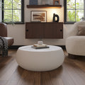 Light Sintered Stone Top Drum Shape Leather Coffee Modern Sofa Table For Living Room Furniture  Each Tabletop Has A Unique Grey Pattern