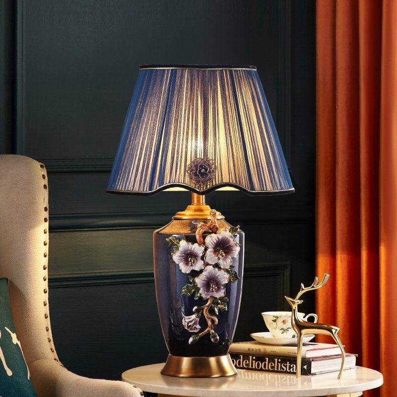 Luxury New Chinese-Style Ceramic Enamel-Glazed Brass American-Style High-End Table Lamp