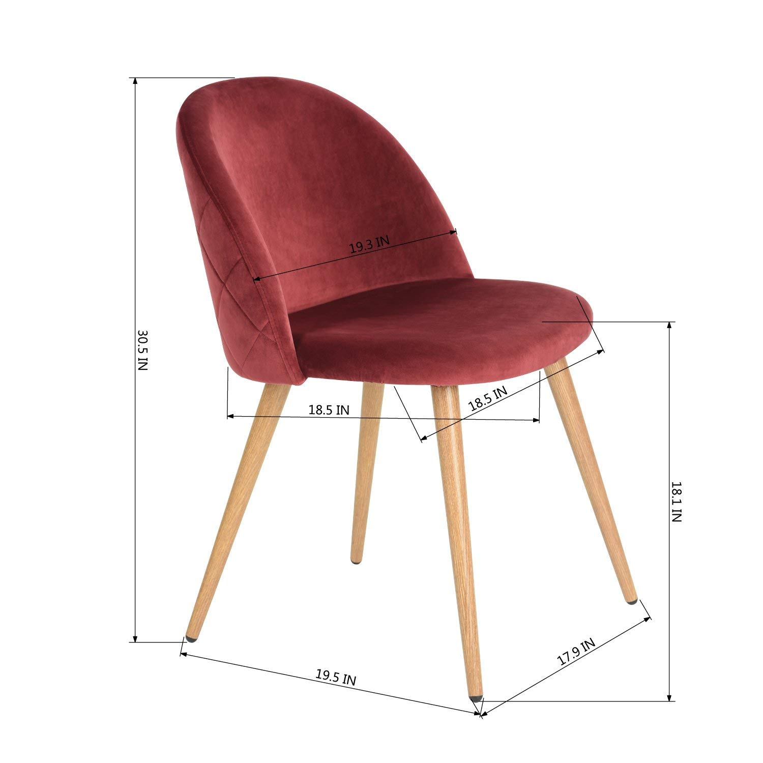 PESARO Velvet Luxury Dining Chairs Set Of 2 Modern Velvet With Wood Legs