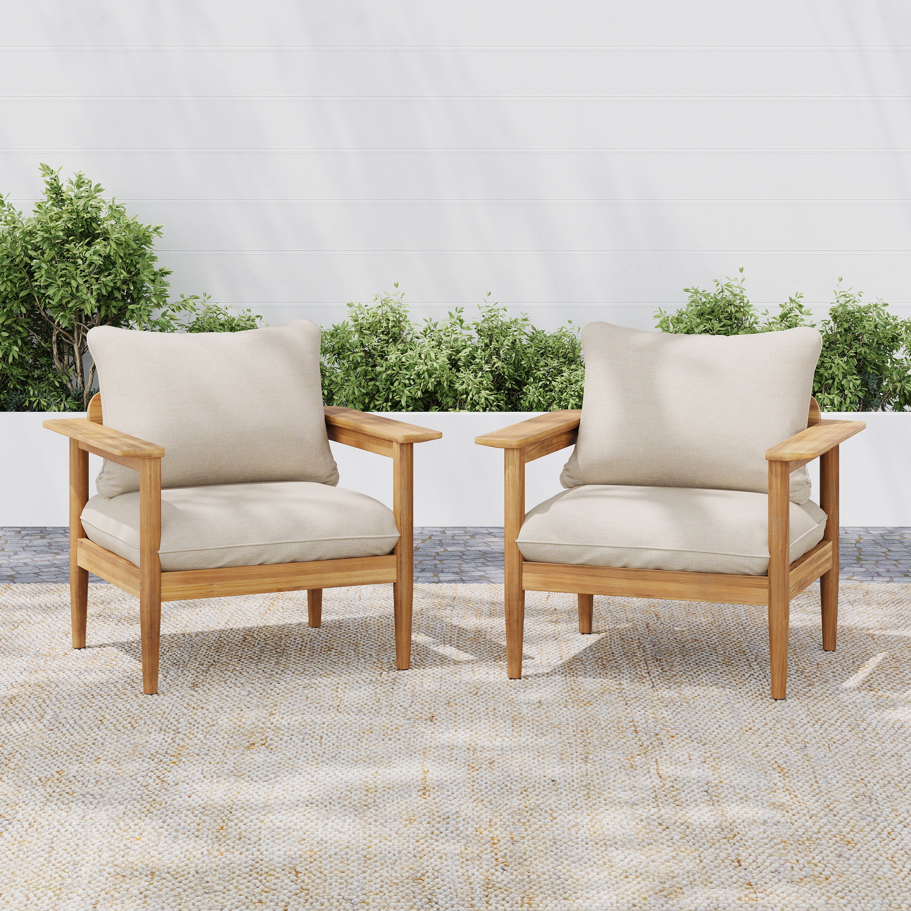 Terassi Outdoor Acacia Wood Lounge Chair  Set Of 2