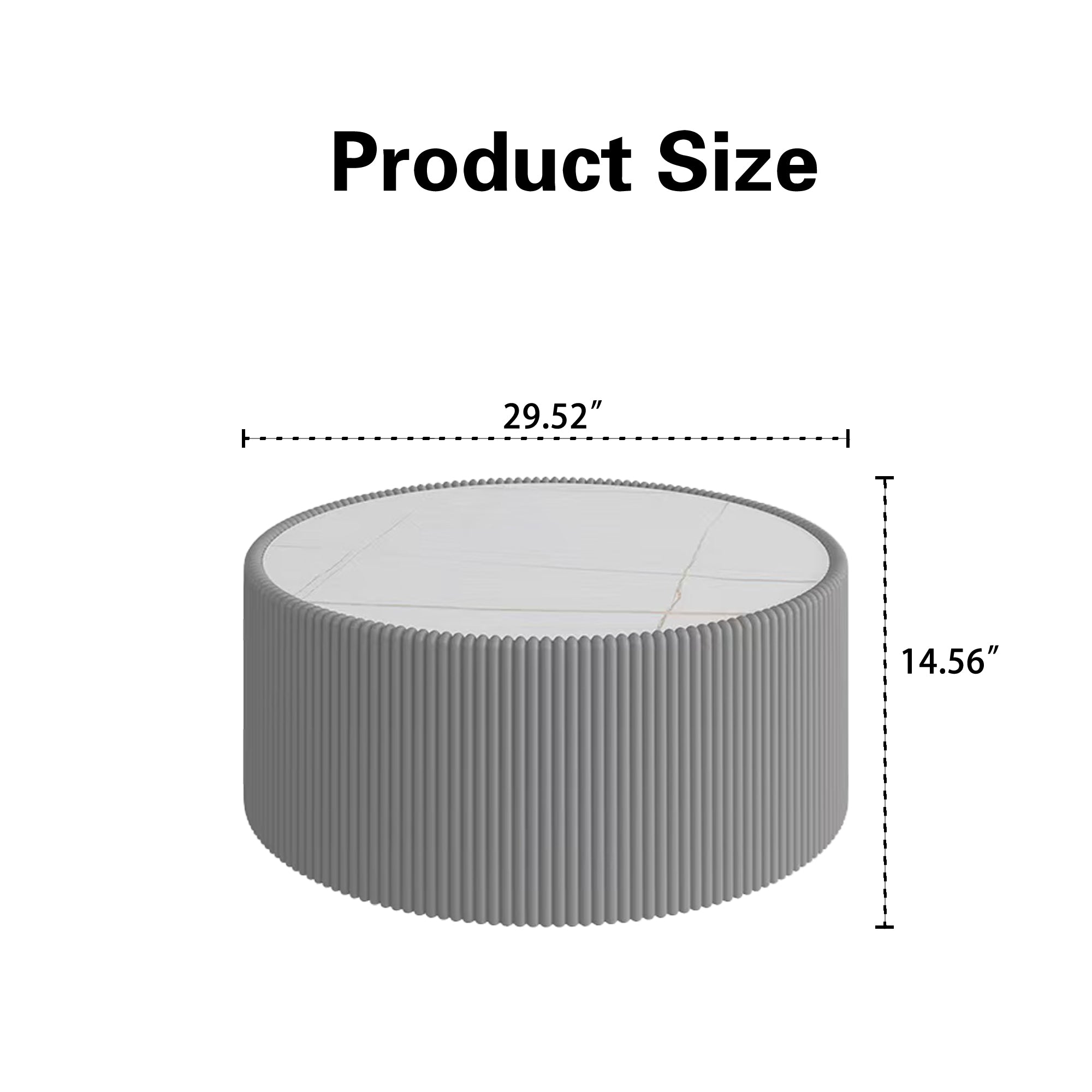 Light Sintered Stone Top Cylinder Shape Leather Coffee Modern Sofa Table For Living Room Furniture  Each Tabletop Has A Unique Gold Pattern