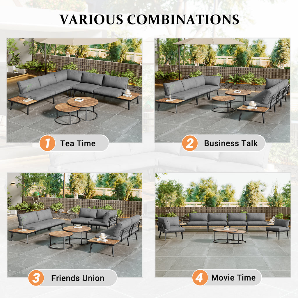 Garden Lounge For 5-6 Persons, Garden Furniture, Terrace, Balcony, Garden, Indoor And Outdoor Dining Set, Galvanized Iron Frame, 6 Piece Dining Table Set  2x2 Seater Sofa, 2x Single Chair, 2x Table