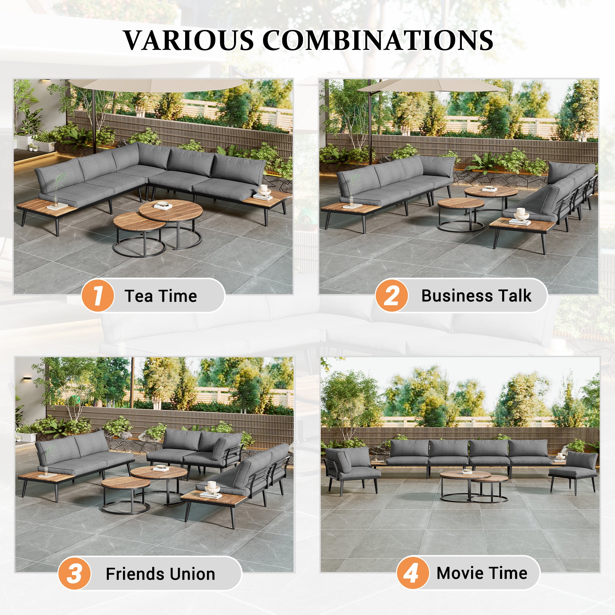 Garden Lounge For 5-6 Persons, Garden Furniture, Terrace, Balcony, Garden, Indoor And Outdoor Dining Set, Galvanized Iron Frame, 6 Piece Dining Table Set  2x2 Seater Sofa, 2x Single Chair, 2x Table