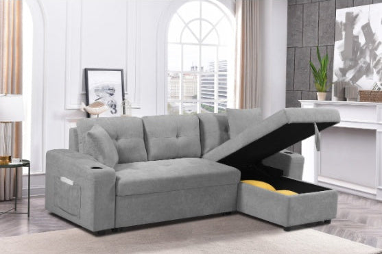 Convertible Sectional Sofa With Armrest Storage
