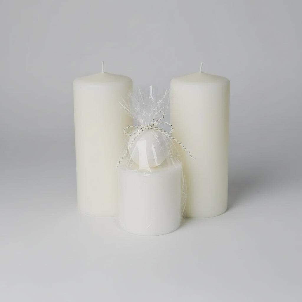 Beeswax Pillar Candle Set – 3pcs Jaz Body Essentials