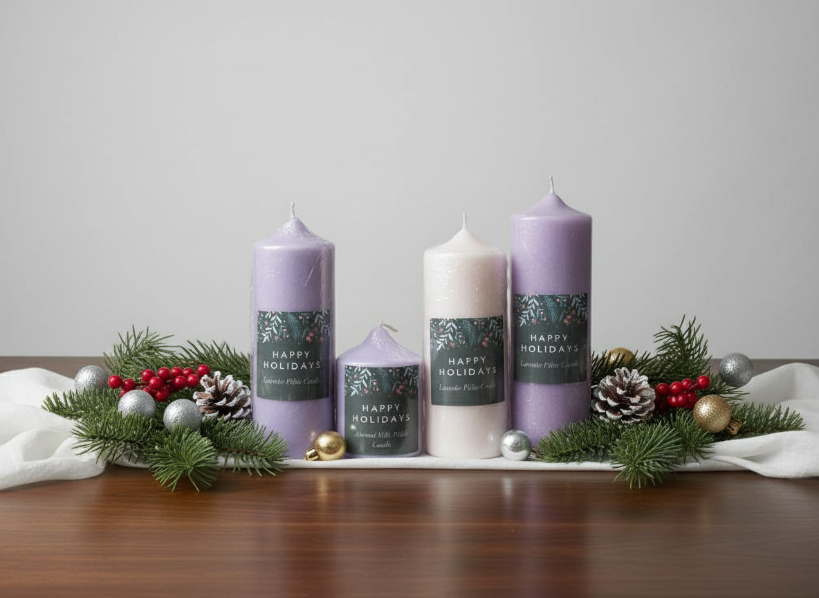 Beeswax Pillar Candle Set – 3pcs Jaz Body Essentials